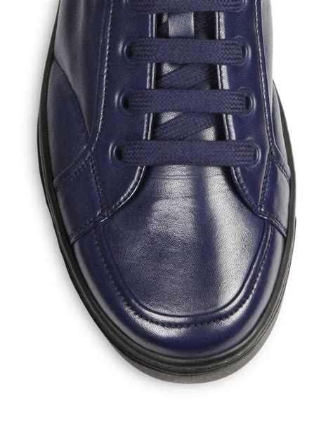 men's blue leather sneakers.